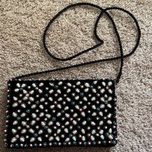 Elegant Black Beaded Women's Bag